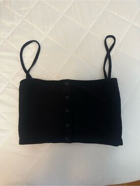 Brandy Melville Black Button Up Cropped Tank Top